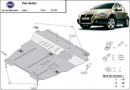 Scut motor Fiat - Scut motor metalic Fiat Sedici dupa 2005