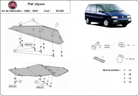 Scut motor Fiat - Scut motor metalic Fiat Ulysse 1995-2003