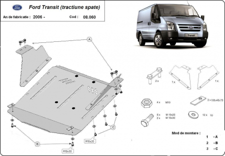 Scut motor Ford - Scut motor metalic Ford Transit dupa 2006 (tractiune spate)