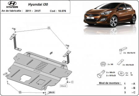 Scut motor Hyundai - Scut motor metalic Hyundai i30 motorizare 1.4, 1.5, 1.6, fabricat dupa 2011