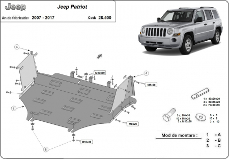 Scut motor Jeep - Scut motor metalic Jeep Patriot 2007-2017