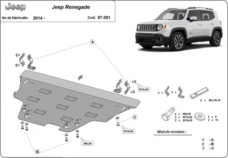 Scut motor Jeep - Scut motor metalic Jeep Renegade dupa 2014