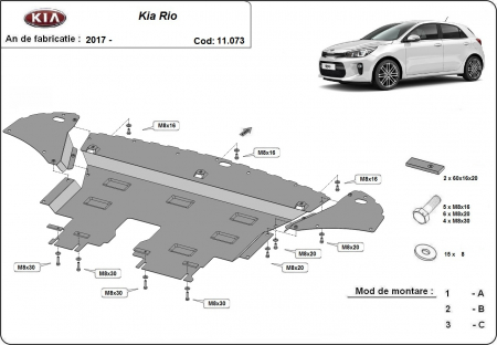 Scut motor Kia - Scut motor metalic Kia Rio 4 dupa 2017
