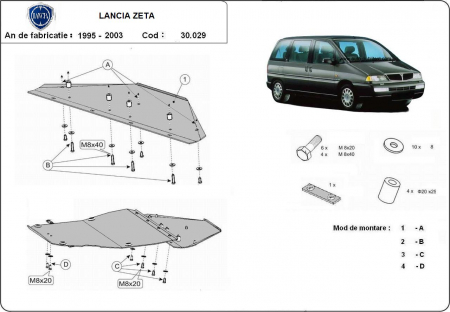 Scut motor metalic Lancia Zeta 1995-2003 (1.8, 1.9D, 1.9TD, 2.0HDI, 2.3JTD, 2.5 TD, 2.8JTD)