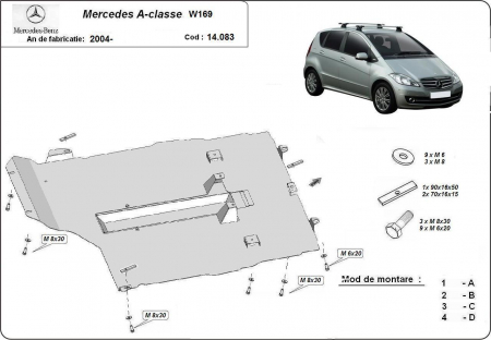 Scut motor Mercedes - Scut motor metalic Mercedes A-Class 2004-2012