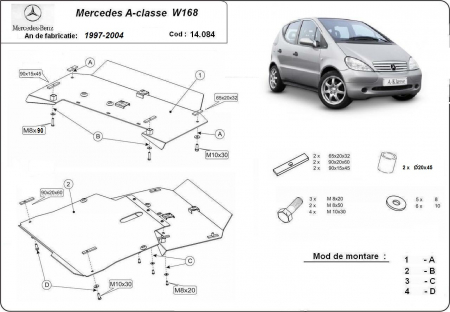 Scut motor Mercedes - Scut motor metalic Mercedes A-Classe W168 1997-2004