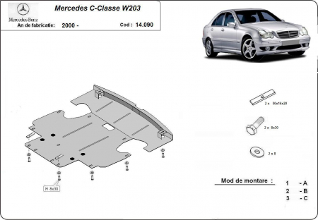 Scut motor Mercedes - Scut motor metalic Mercedes C-Class W203 benzina 2000-2007