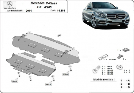 Scut motor Mercedes - Scut motor metalic Mercedes C-Class W205 dupa 2014