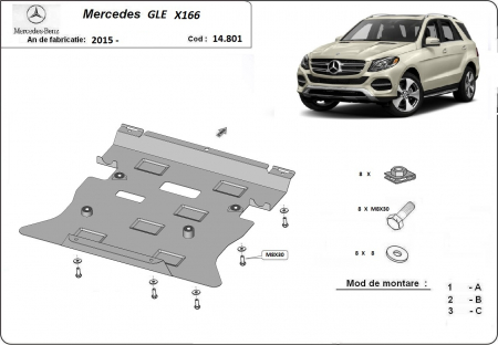 Scut motor Mercedes - Scut motor metalic Mercedes GLE X166 dupa 2015