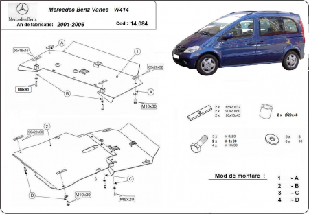Scut motor Mercedes - Scut motor metalic Mercedes Vaneo W414 2001-2006