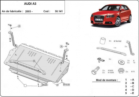 Scut motor Audi - Scut motor metalic Audi A3 2003 - 2012