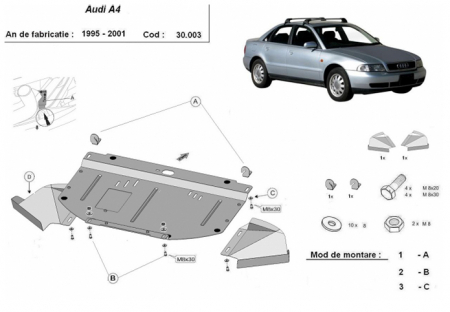 Scut motor Audi A4 - Scut motor metalic Audi A4 B5 1995 - 2001