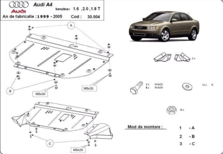 Scut motor Audi - Scut motor metalic Audi A4 B6 2001 - 2005