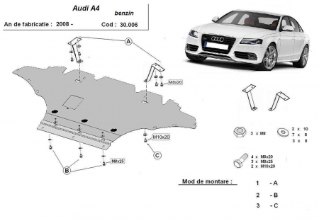 Scut motor metalic Audi A4 B8 benzina 2008 - 2014