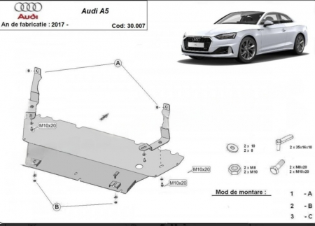 Scut motor Audi A5 - Scut motor metalic Audi A5 2017 - 2025