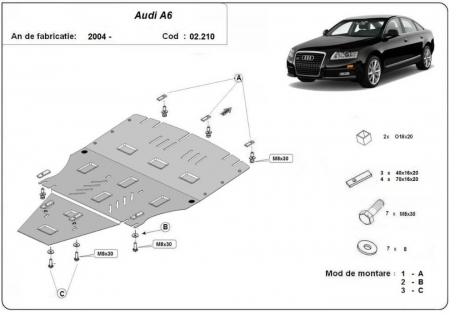 Scut motor Audi - Scut motor metalic Audi A6 dupa 2004