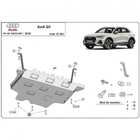 Scut motor Audi Q3 - Scut motor metalic Audi Q3 2018 - prezent