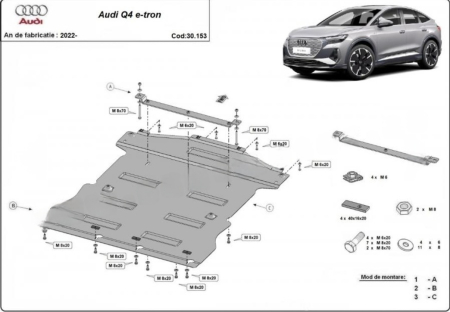 Scut motor Audi Q4 e-tron - Scut motor metalic Audi Q4 e-tron 2022 - 2025