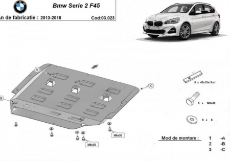 Scut motor Bmw - Scut motor metalic Bmw Serie 2 F45 fabricat intre 2013 - 2018