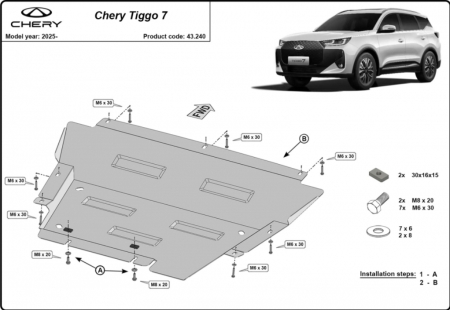 Scut motor Chery - Scut Motor Metalic Chery Tiggo 7 (2023 - Prezent) | Oțel 2mm