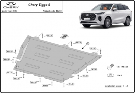 Scut motor Chery - Scut Motor Metalic Chery Tiggo 9 (2024 - Prezent) | Oțel 2mm