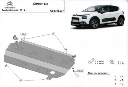 Scut motor Citroen C3 - Scut motor metalic Citroen C 3  2019 - 2025