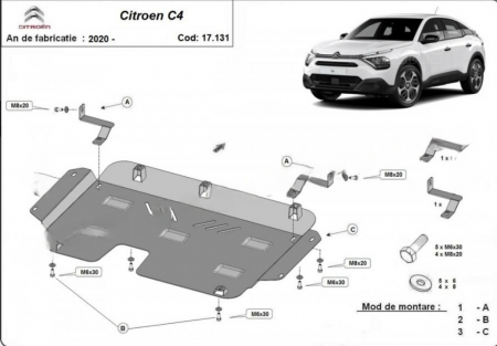 Scut motor Citroen C4 - Scut motor metalic Citroen C4 2020 - 2025