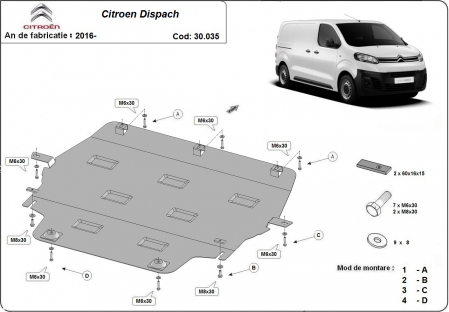 Scut motor Citroen - Scut motor metalic Citroen Dispatch dupa 2016