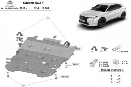 Scuturi metalice - Scut motor metalic Citroen DS4 2018 - 2025