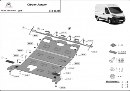 Scut motor Citroen Jumper - Scut metalic motor cutie radiator oțel 2.5mm Citroen Jumper 2016+