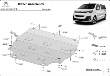 Scut motor Citroen Spacetourer - Scut motor metalic oțel 2mm Citroen Spacetourer după 2016
