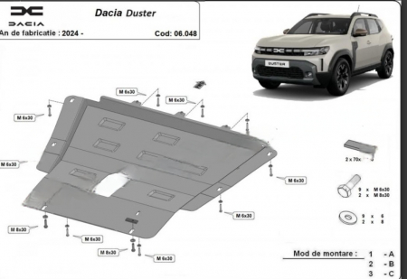 Scut motor Dacia - Scut motor metalic Dacia Duster 2024 - prezent