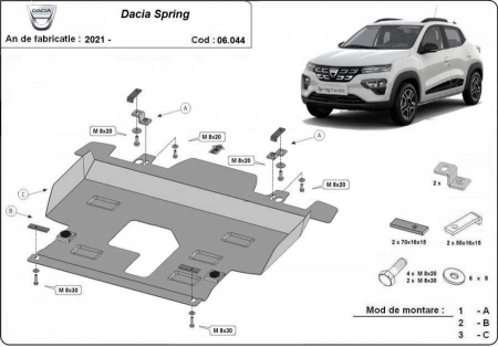 Scut motor Dacia Spring - Scut motor metalic Dacia Spring fabricata dupa 2021