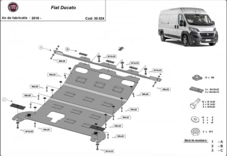 Scut motor Fiat Ducato - Scut motor metalic Fiat Ducato 2016 - prezent