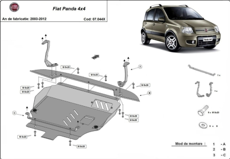 Scut motor metalic Fiat Panda 4x4 2003 - 2012