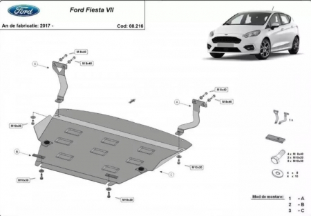 Scut motor Ford - Scut motor metalic Ford Fiesta dupa 2017