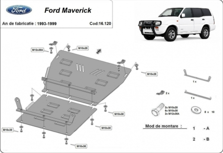 Scut motor Ford Maverick - Scut motor oțel 3mm Ford Maverick 1993-1999