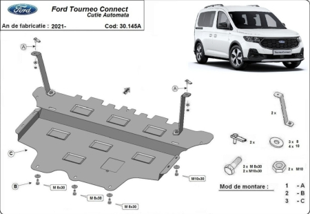 Scuturi metalice - Scut motor metalic Ford Tourneo Connect cutie automata 2022 - prezent