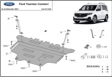 Scut motor Ford Tourneo Connect - Scut motor oțel 2mm Ford Tourneo Connect 2021+