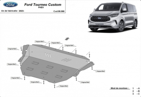 Scut motor Ford Tourneo Custom - Scut motor metalic oțel 2mm Ford Tourneo Custom PHEV 2023-2026