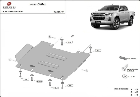 Scut motor Isuzu - Scut motor metalic Isuzu D-Max 2019 - prezent