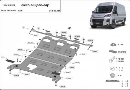 Scut motor Iveco eSuperJolly - Scut metalic motor cutie radiator oțel 2.5mm Iveco eSuperJolly 2025+