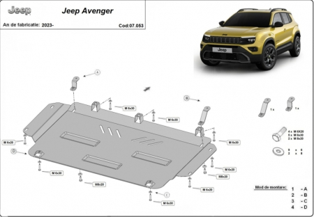 Scut motor Jeep Avenger - Scut metalic motor cutie radiator oțel 2mm Jeep Avenger 2023+