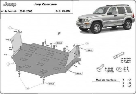 Scut motor Jeep - Scut motor metalic Jeep Cherokee fabricat intre 2001 - 2008