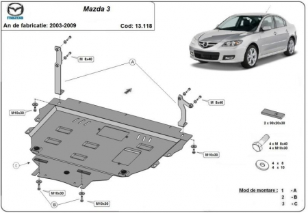 Scut motor Mazda 5 - Scut motor metalic Mazda 5 fabricata intre 2003 - 2009