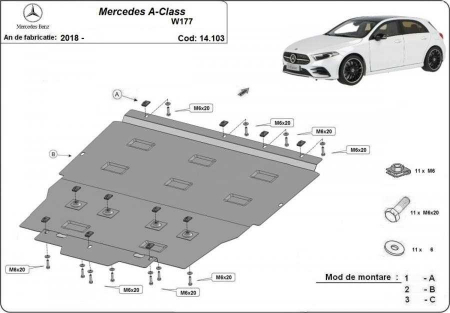 Scut motor Mercedes - Scut motor metalic Mercedes A-Class W177 dupa 2018
