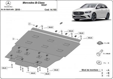 Scut motor Mercedes - Scut motor metalic Mercedes B-Class W247 dupa 2018