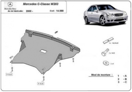 Scut motor Mercedes - Scut motor metalic Mercedes C-Class W203 diesel 2000-2007