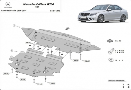 Scut motor Mercedes C-Class - Scut Metalic Motor, Radiator și Bară Mercedes C-Class W204 4x4 (2006 - 2014)