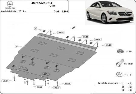 Scut motor Mercedes - Scut motor metalic Mercedes CLA C118 dupa 2019